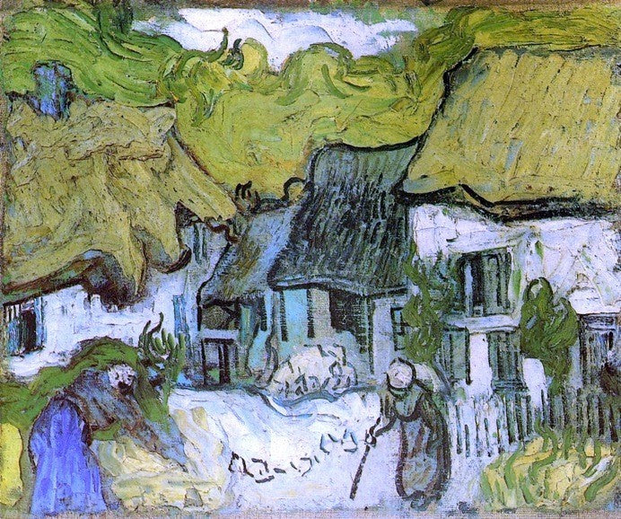 Vincent Van Gogh Thatched Cottages in Jorgus, 20"x25" Gallery Wrapped Canvas