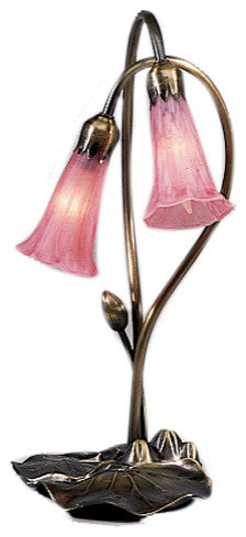 Meyda lighting 14110 16"H Pink Pond Lily 2 LT Accent Lamp