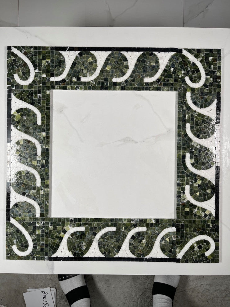 Marble Mosaic Border Accent Listello Tile Surf Green 4x12 Polished, 1 piece