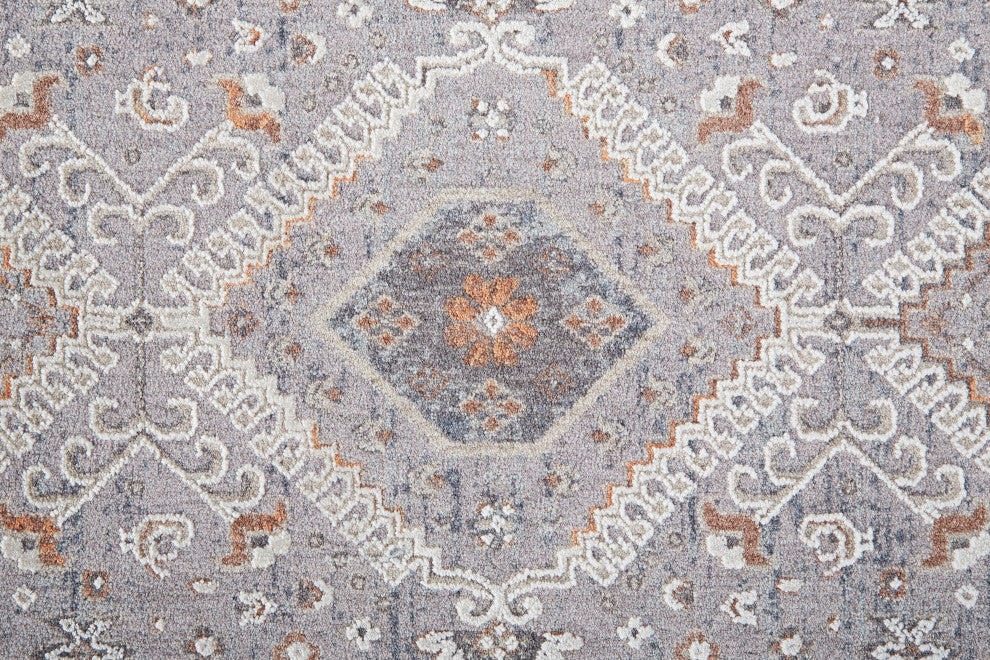 Weave & Wander Edwardo Rug, Gray/Orange, 6'-7" X 9'-4" Rug