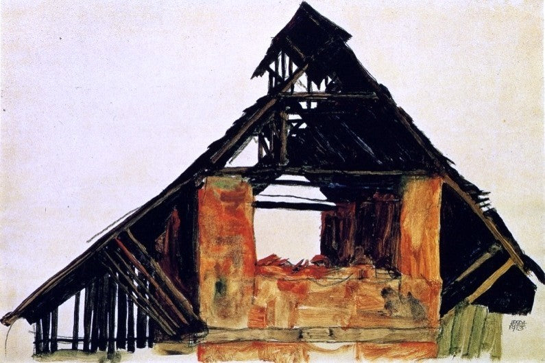 Egon Schiele Old Brick House in Carinthia, 18"x27" Gallery Wrapped Canvas