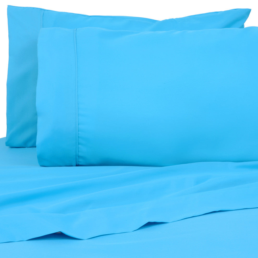 Premier Colorful Bright 4 Piece Microfiber Sheet Set, Aqua Blue, Full