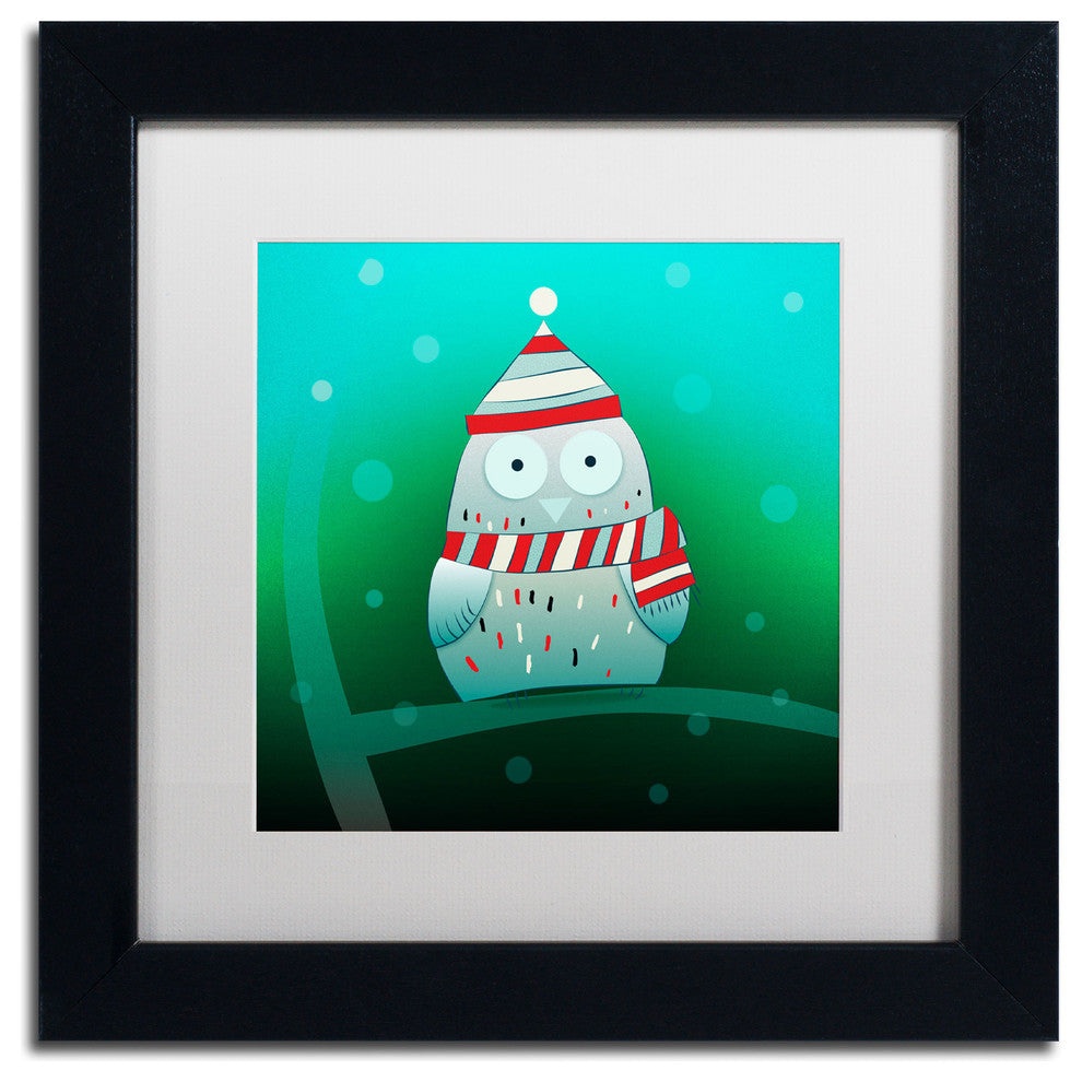 'Owl in Tree' Matted Framed Canvas Art by Carla Martell