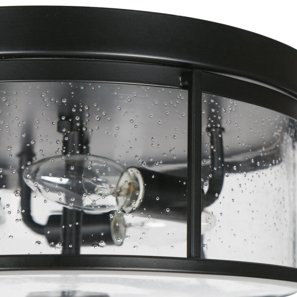 LNC 3-lights Matte Black Drum Modern  Contemporary Flush Mount Ceiling Light