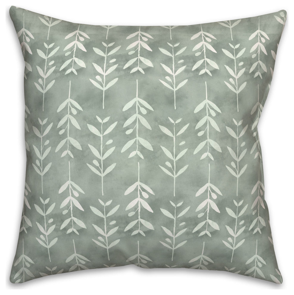 Leafy Vine Pattern Soft Green 4 18x18 Spun Poly Pillow