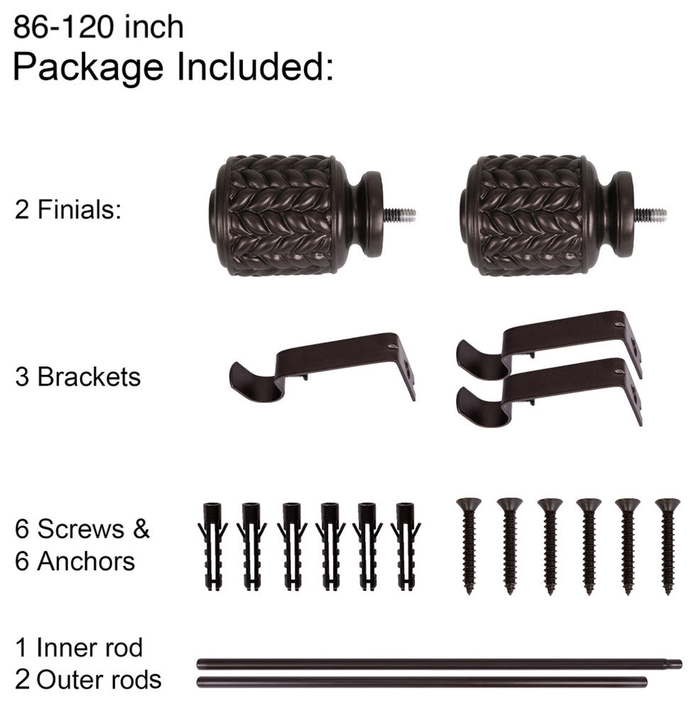 UTOPIA ALLEY 3/4 Inch Curtain Rod - Curtain Rods For Windows, Oil Rubbed Bronze, 86"-120"