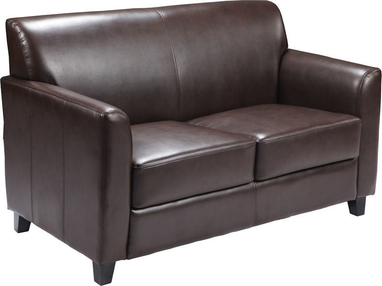 Hercules Diplomat Series Leather Loveseat, Brown, 52"x28.50"x32.50"