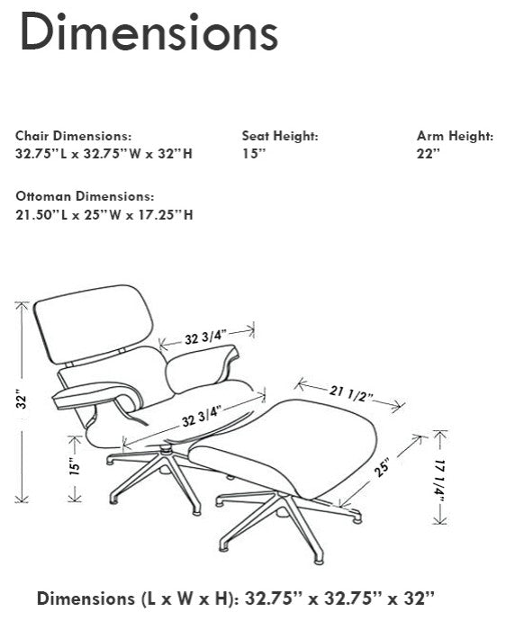 Lounge Chair and Ottoman, White, Palisander Veneer, Premium Top-Grain Italian Le