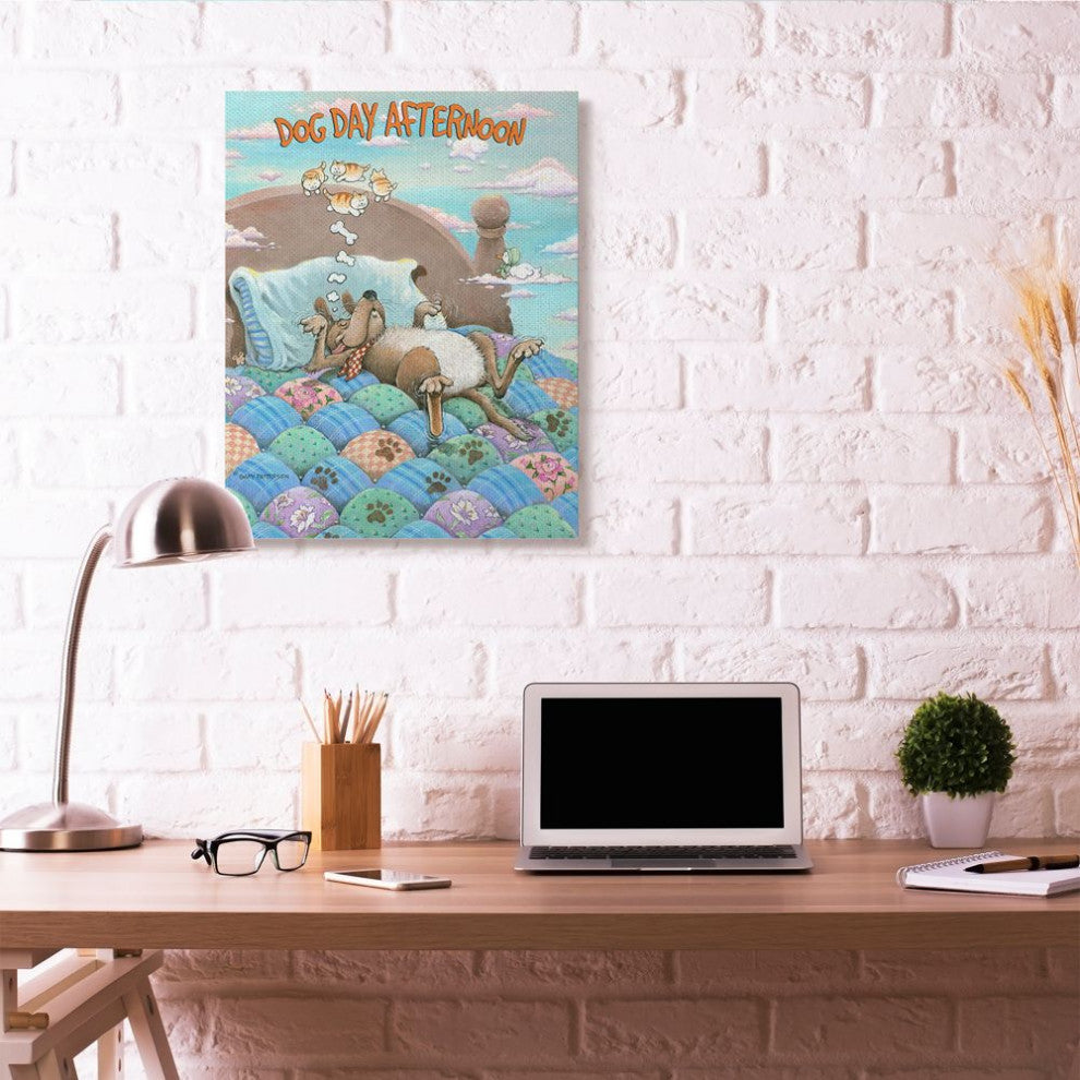 Stupell Industries Dog Day Afternoon Funny Cartoon Pet Design, 30"x40" , Canvas