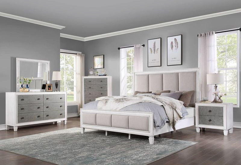 Katia Mirror, Rustic Gray and White Finish