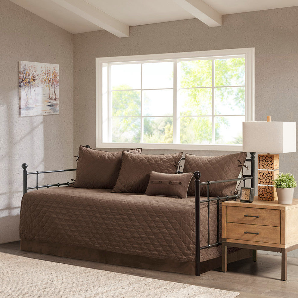 Madison Park Boone 6 Piece Reversible Daybed Cover Set, Brown