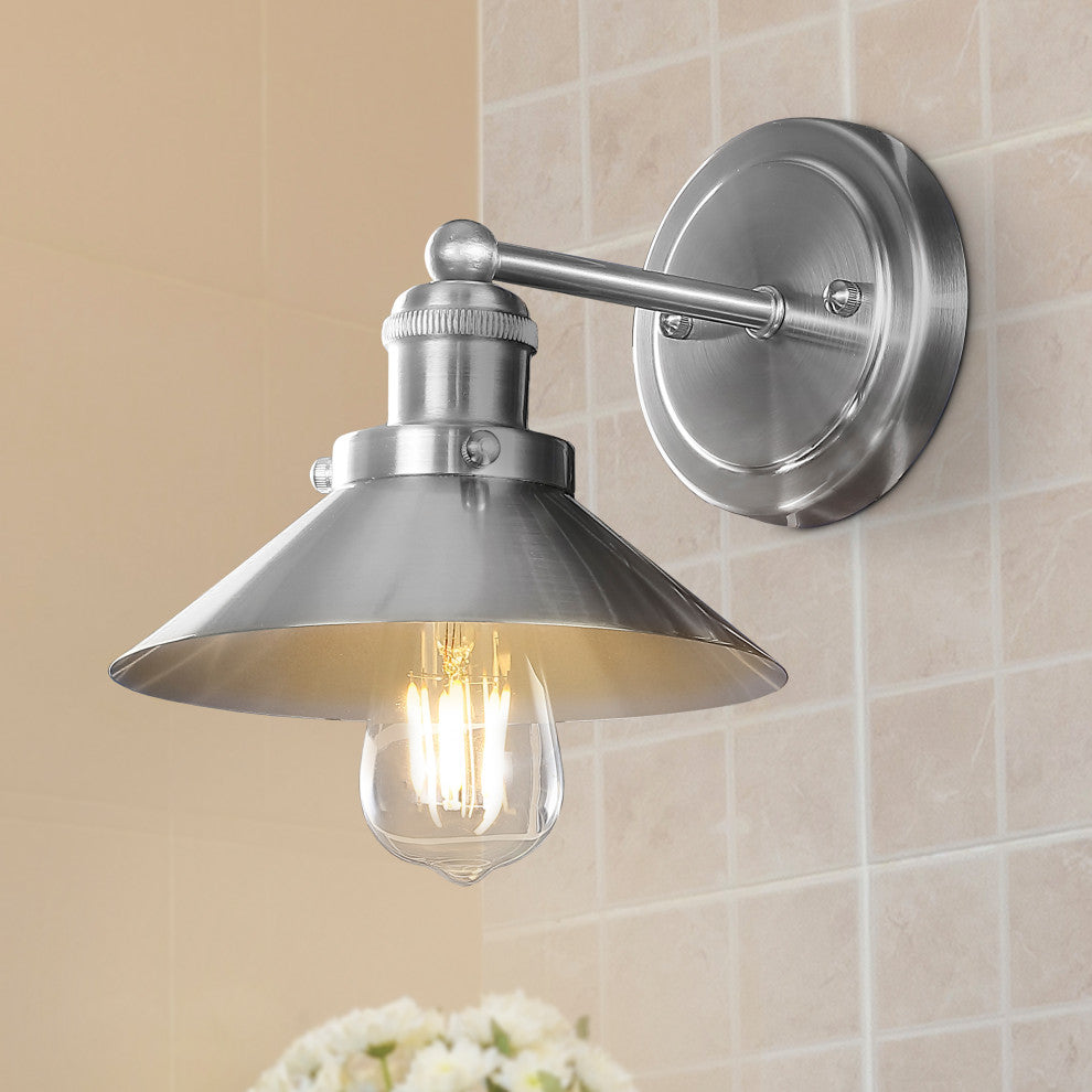 June Metal Shade Sconce, Nickel, 1-Light