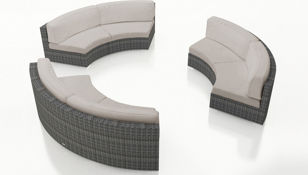 District 3 Piece Curve Sectional Set, Cast Silver