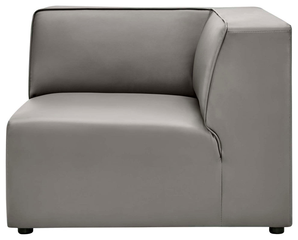 Mingle Vegan Leather Corner Chair-Gray
