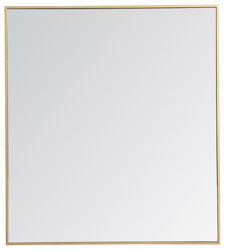 Elegant Decor Eternity 40" x 36" Contemporary Metal Frame Mirror in Brass