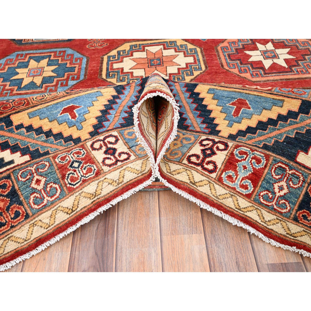 Cardinals Red Afghan Ersari Design Hand Knotted Natural Wool Rug 10'x13'10"