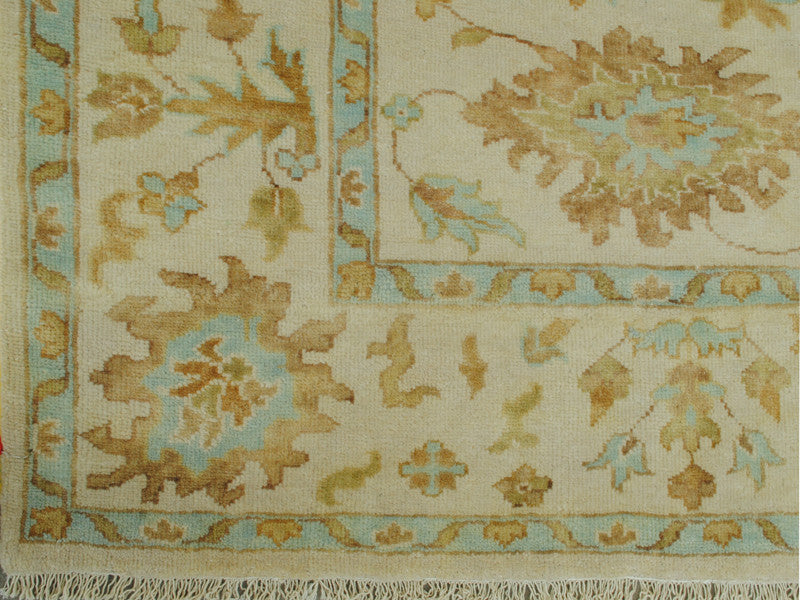 8x9'10 Hand Knotted Ivory Oushak Oriental Rug Vegetable Dyes