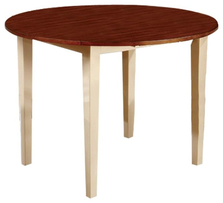 Dover Transitional Dining Table, Vintage White & Cherry