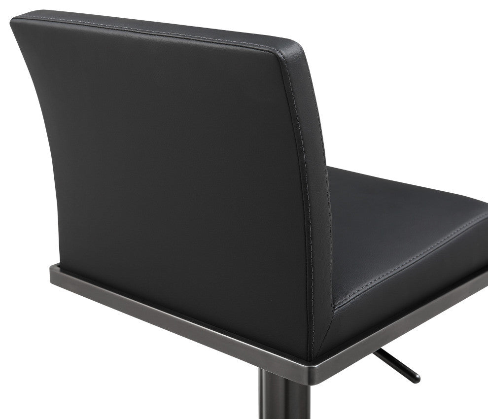 All Black Barstool, PU Black Leather