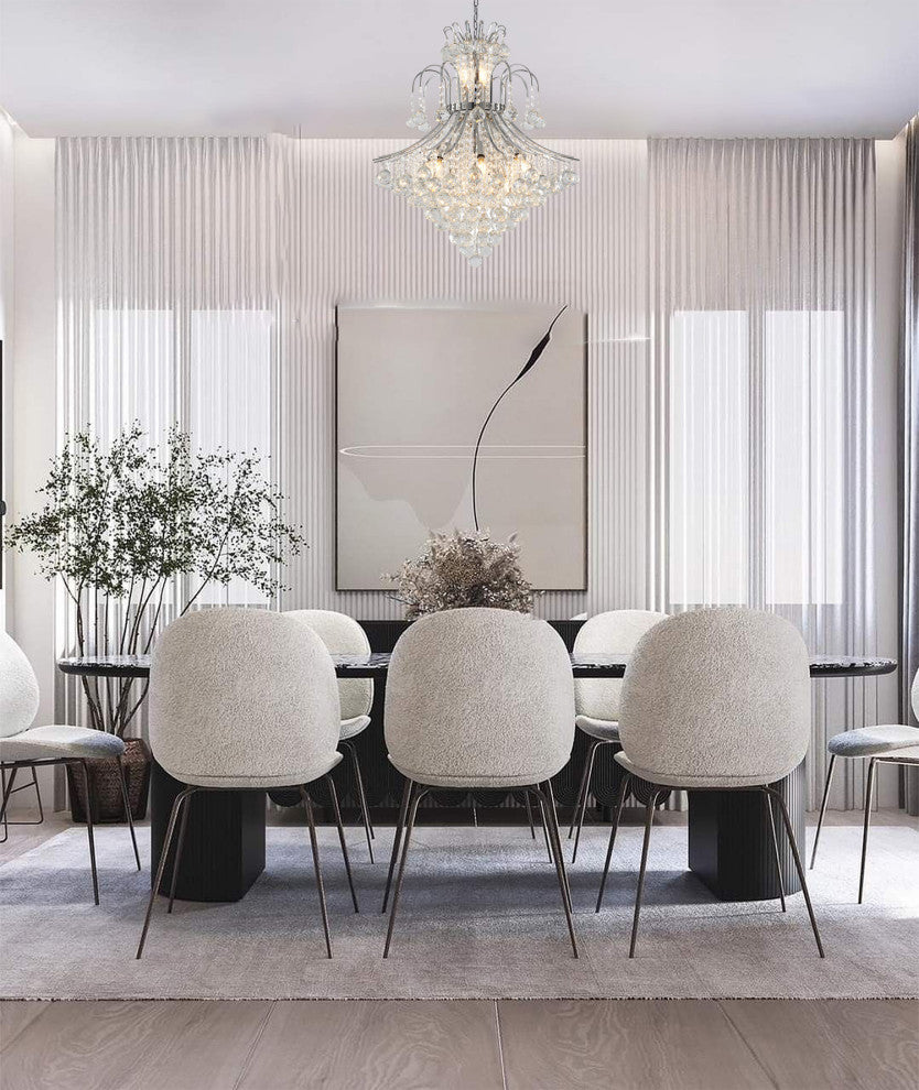 15-Light Chrome Metal Chandelier With Clear Crystals