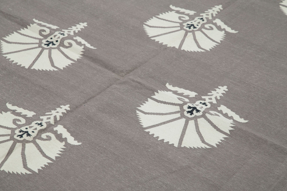 Rug N Carpet - Handmade Wool 8' 3'' x 9' 9'' Flatweave Dhurrie Kilim Rug