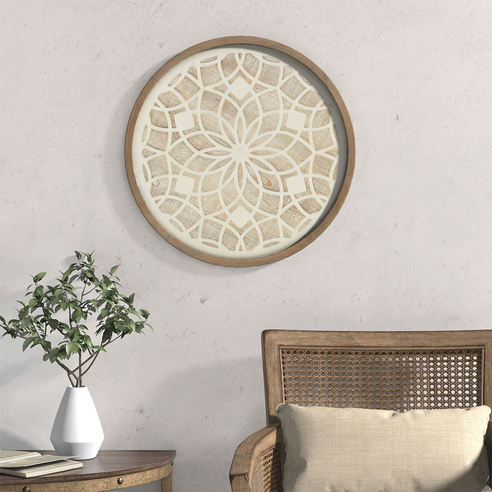 Madison Park Medallion Boho Rustic Wood Round Wall Decor