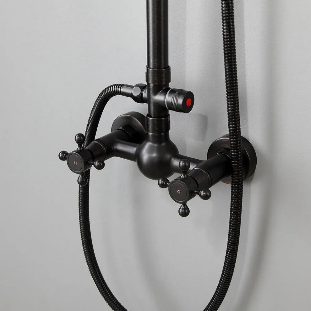 Rainfall Showerhead with Handheld Shower Exposed Shower System Antique Black