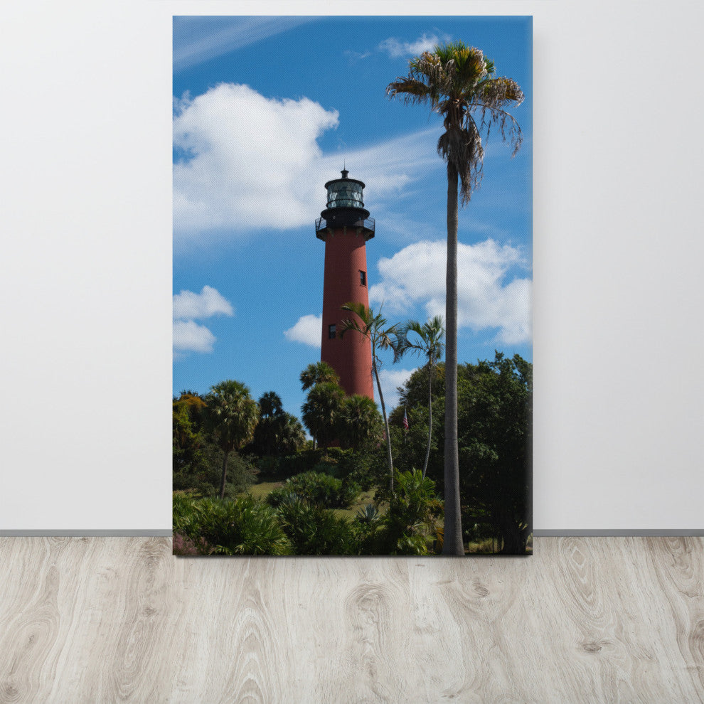 Jupiter Lighthouse Color Coastal Landscape Photo Canvas Wall Art Print, 24" X 36"