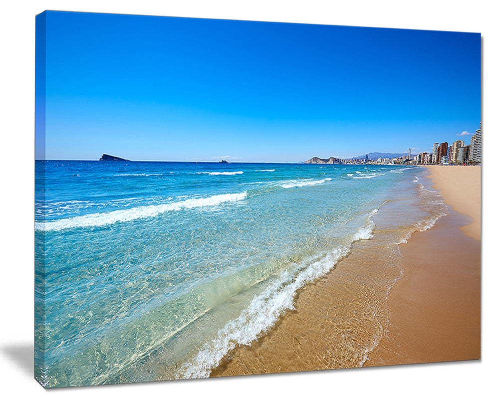 "Benidorm Poniente Beach Waves" Canvas Print