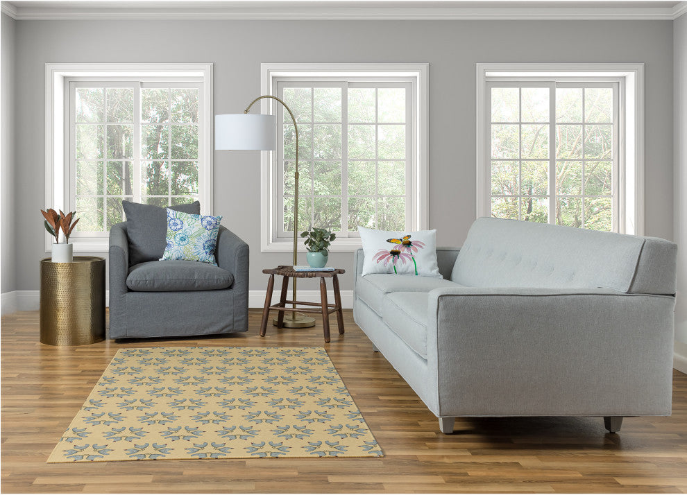 Chickens-go-round Easter Chenille Rug, Corn Yellow, 4'x6'