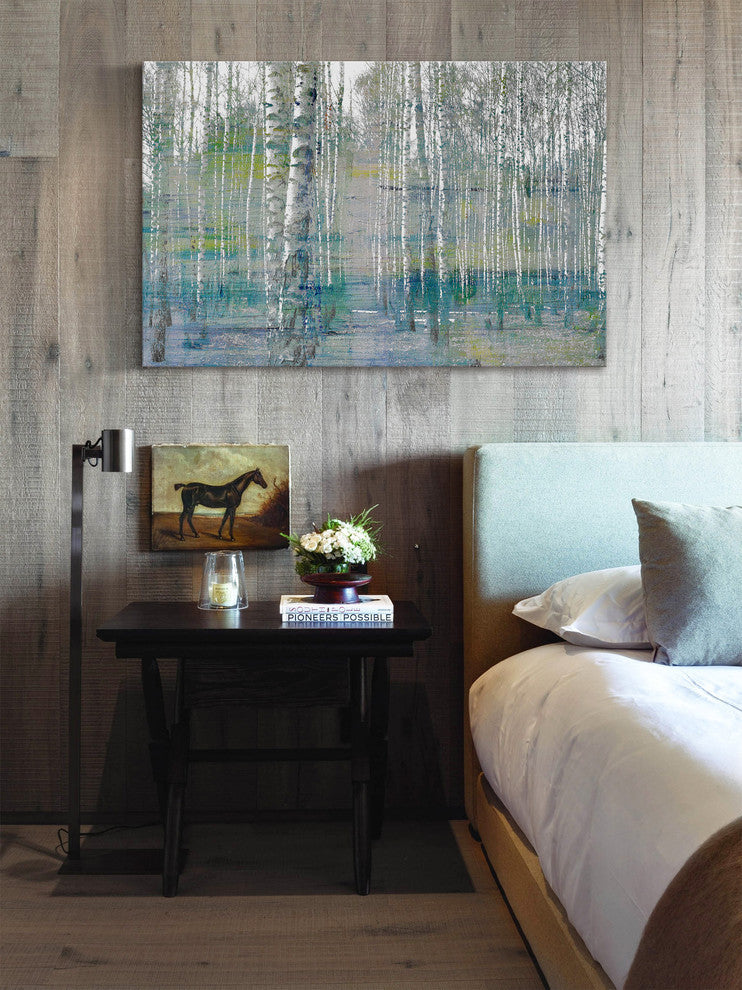 "Teal Tree Forest" Painting Print on Wrapped Canvas, 18"x12"
