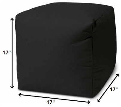 17  Cool Jet Black Solid Color Indoor Outdoor Pouf Cover