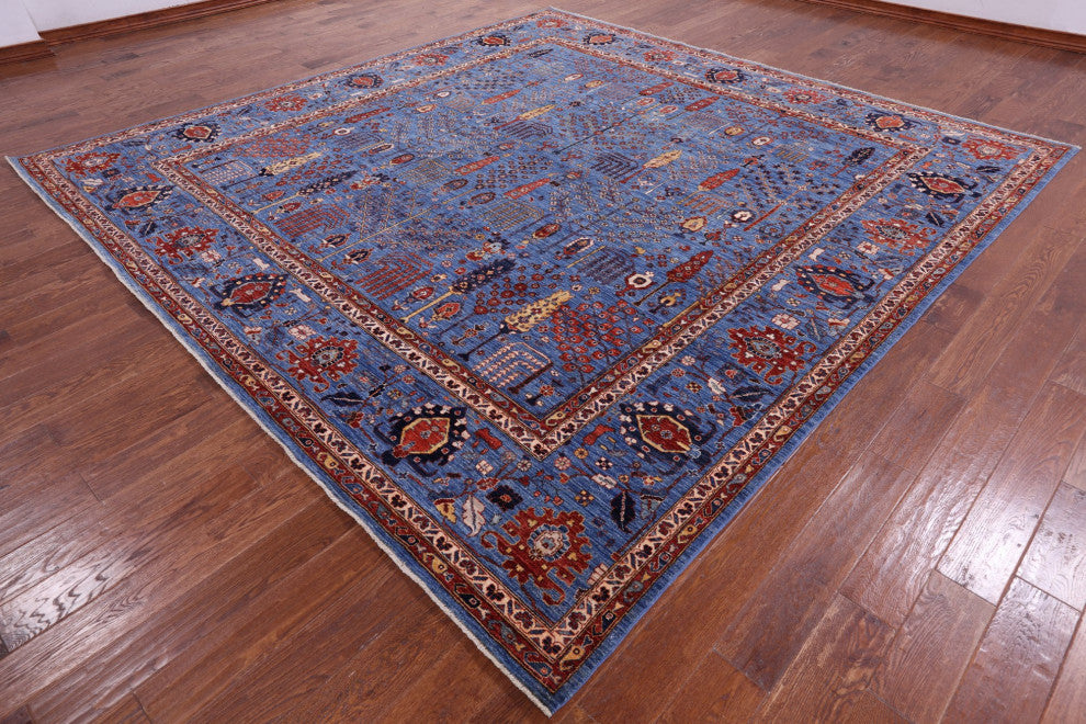 11' Square Handmade Persian Ziegler Wool Rug - Q12889
