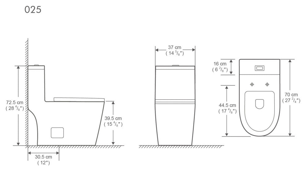 12 inches 0.88/1.2GPF Dual Flush One-Piece Toilet with Soft Close Seat