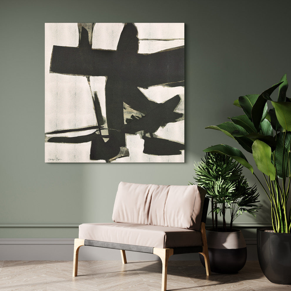 "Bold Abstraction II" Abstract Art on Gold Shagreen Wrapped Canvas Wall Art