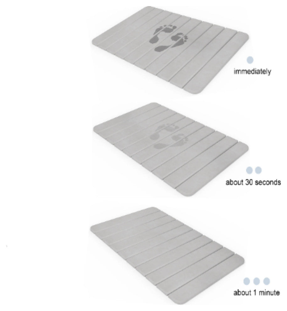 CastelloUSA Diatomite Quick Dry Stone Bath Mat, 24"x15", Medium, Gray