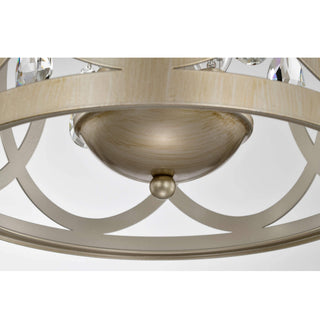 Silvia 3-light Light Brushed Champagne Silver Metal Cage Drum Chandelier