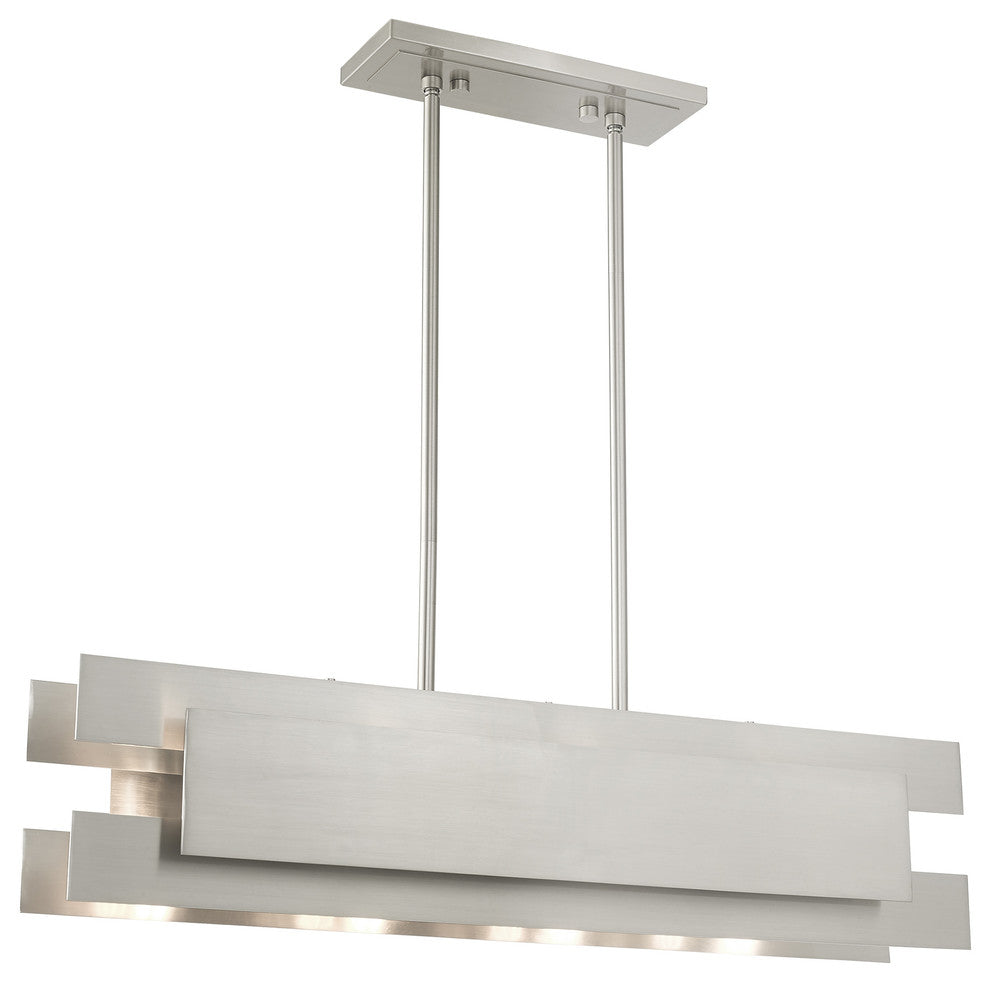 Livex Lighting Brushed Nickel 4-Light Linear Chandelier
