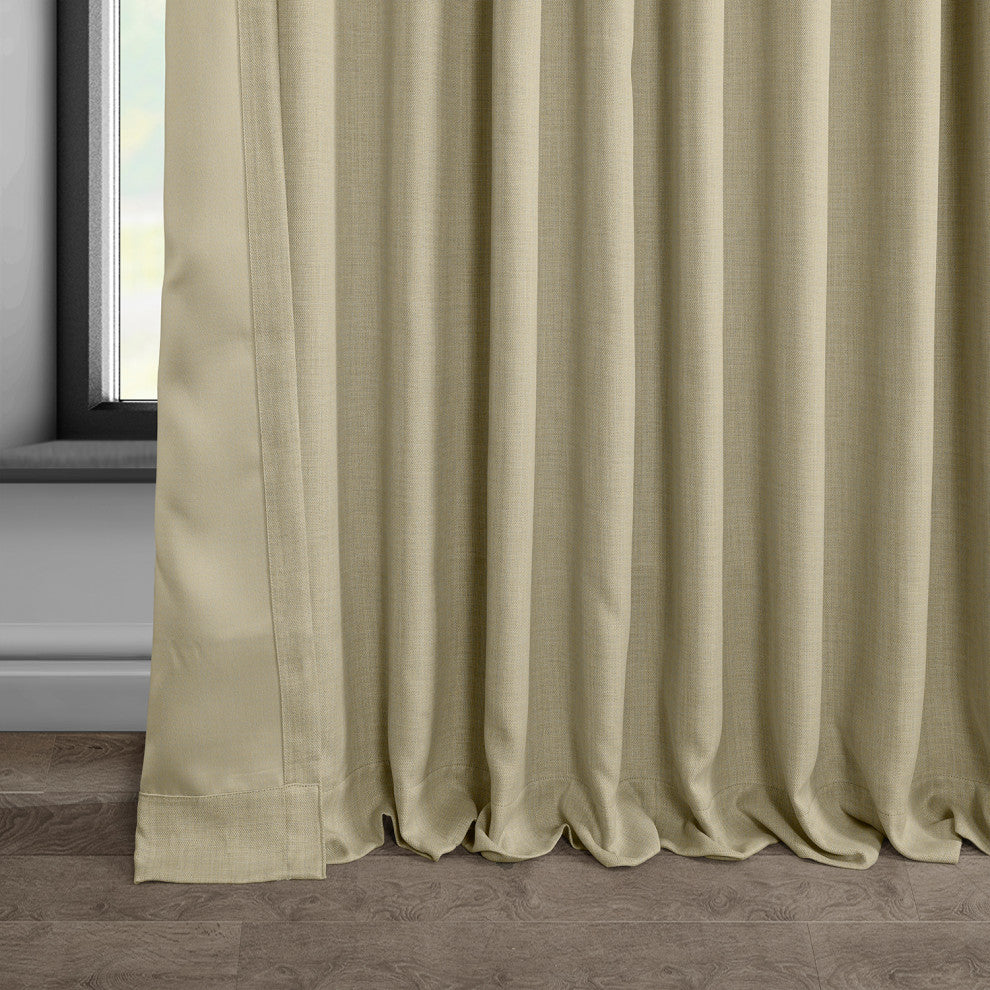 Faux Linen Extra Wide Curtain Panel, Thatched Tan, 100x96