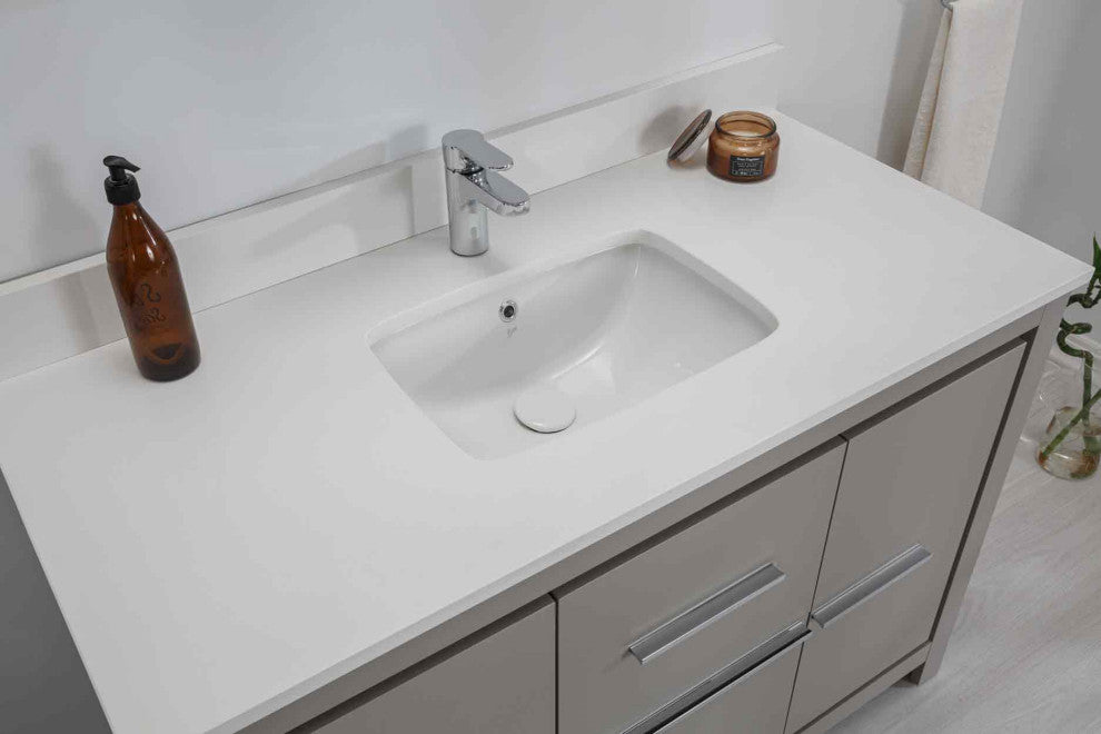 Mila Collection 48" Bathroom Vanity With Sink, Mirror, Countertop, Ash Gray