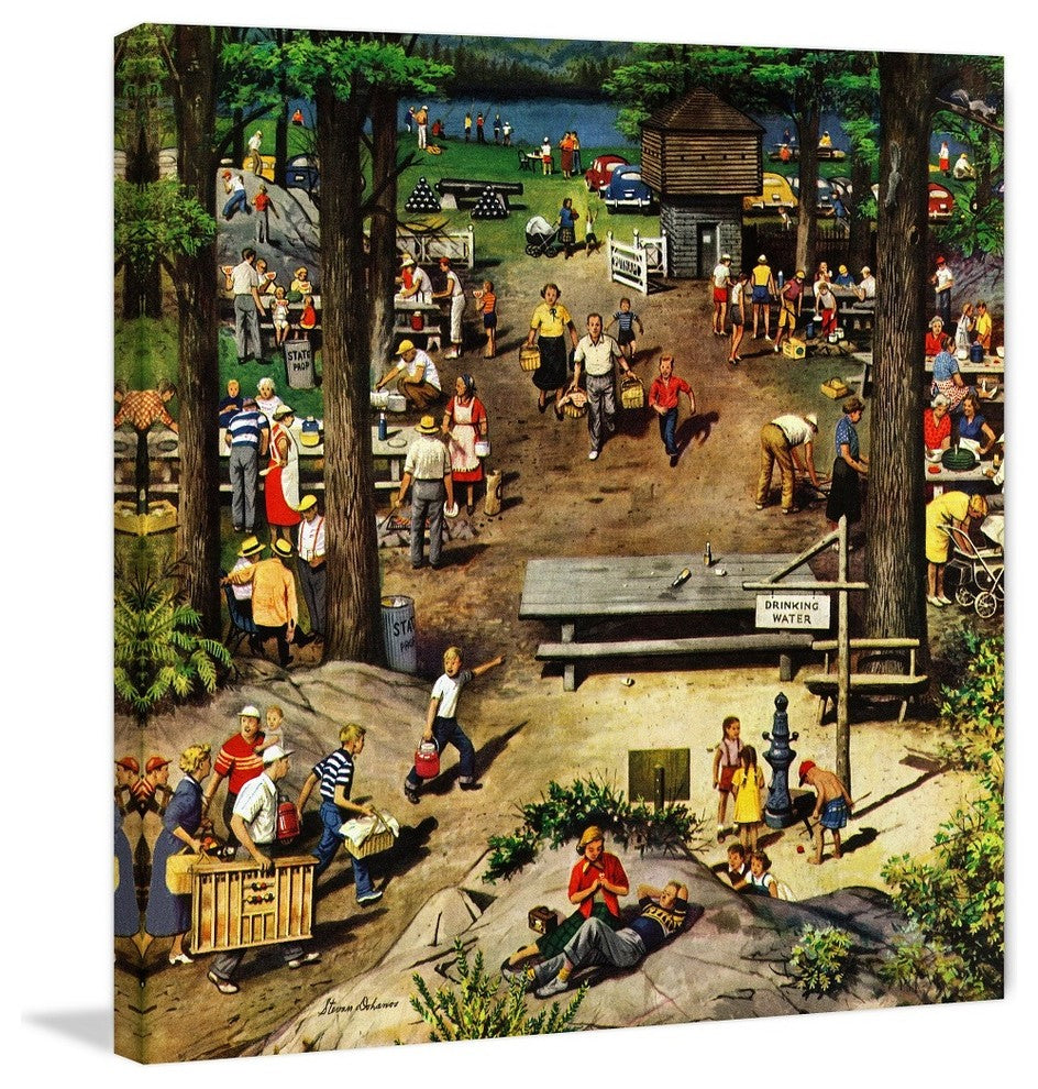 "Labor Day Picnic" Painting Print on Wrapped Canvas