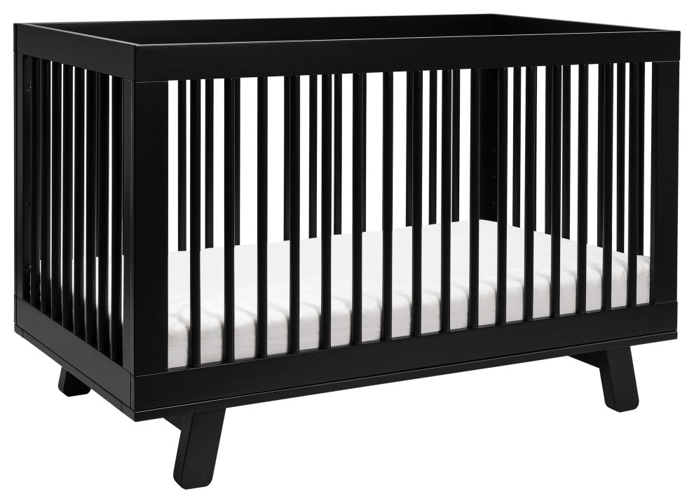 Hudson 3-in-1 Convertible Crib With Toddler Bed Conversion Kit, Black