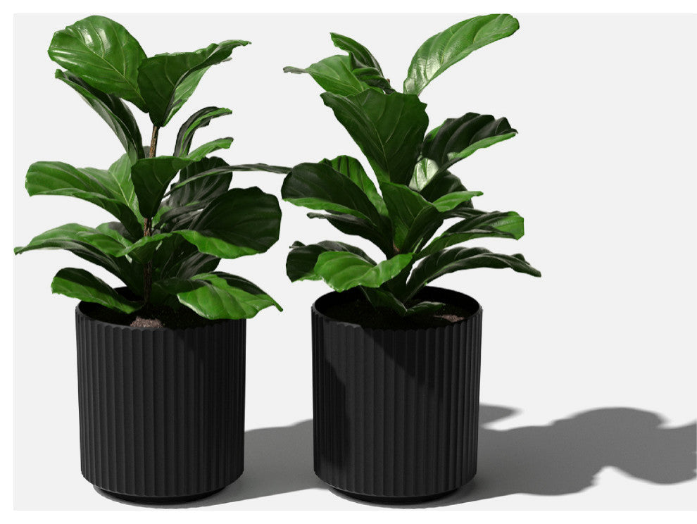 Veradek Demi Series Planter, Black, 12", 2 Pack