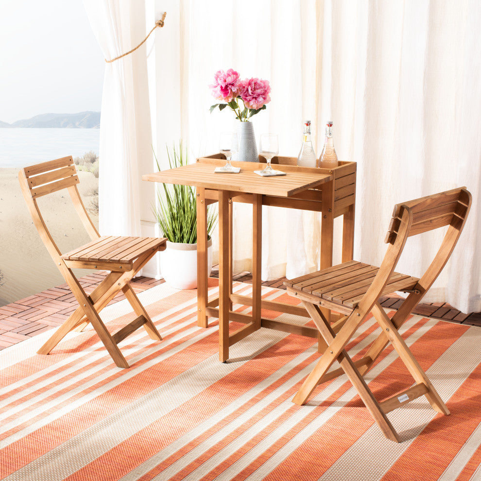 Safavieh Walten Flower Shelf 3-Piece Bistro Set Natural