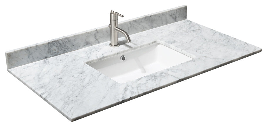 Maroni 42" Light Straw Single Vanity, White Carrara Marble Top