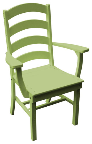 Poly Lumber Ladderback Dining Chair with Arms, Tropical Lime