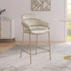Yara Beige Velvet Upholstered Counter Stool, Stone