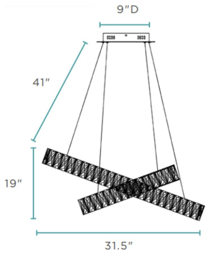 Crystal Elegance Integrated LED 3 Rings Chandelier