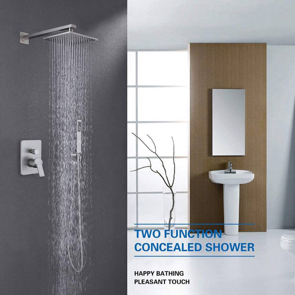 Pressure Balanced Shower System with Handheld Shower, Brushed Nickel