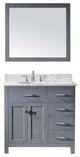 36" Single Bathroom Vanity, Gray, Round Sink, Polished Chrome